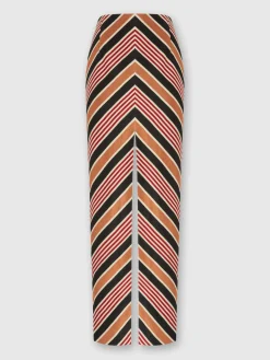 Long skirt with mazxi-slit in cotton and viscose