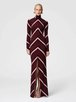 Long turtleneck dress with deep central slit