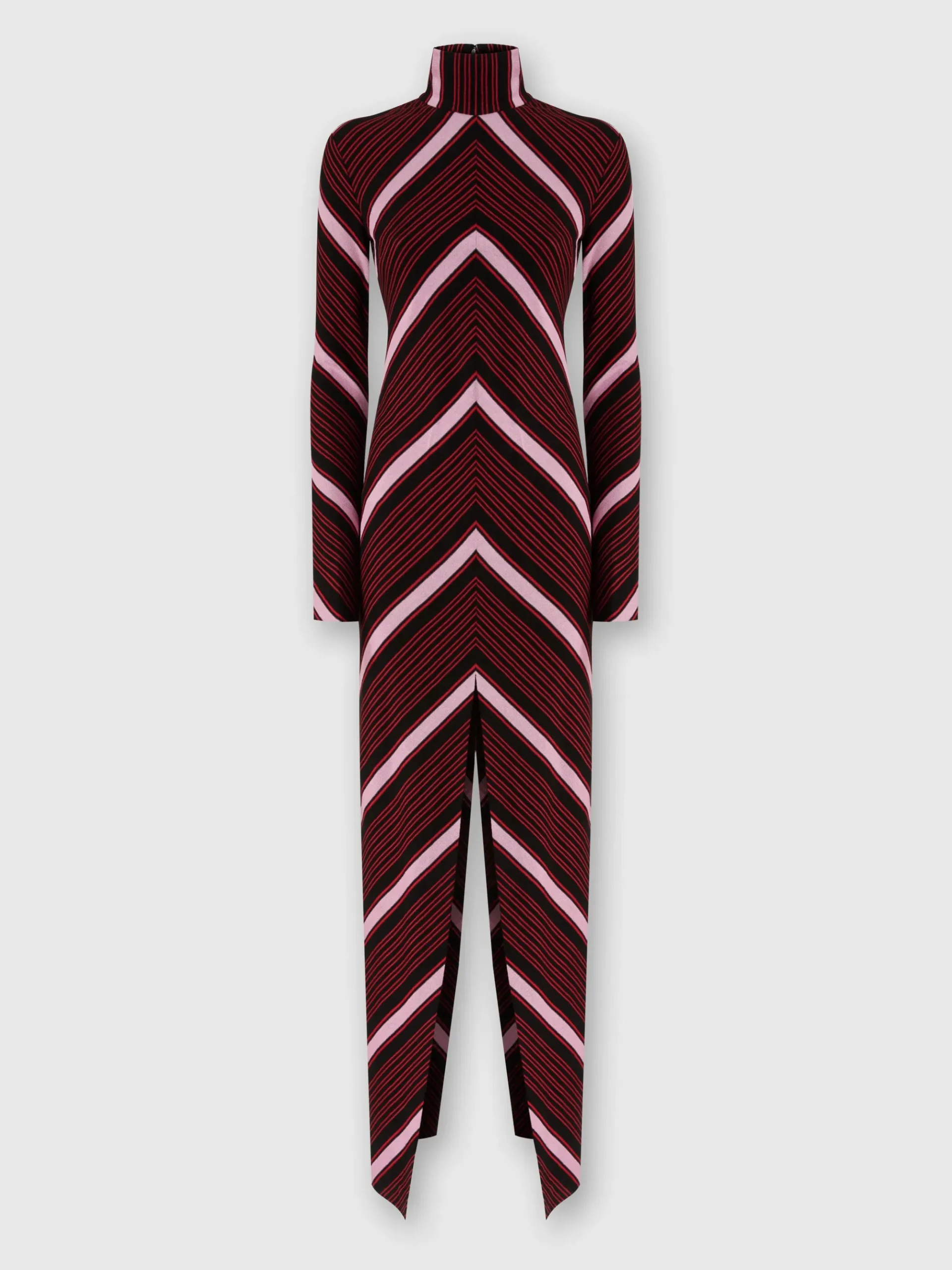 Long turtleneck dress with deep central slit