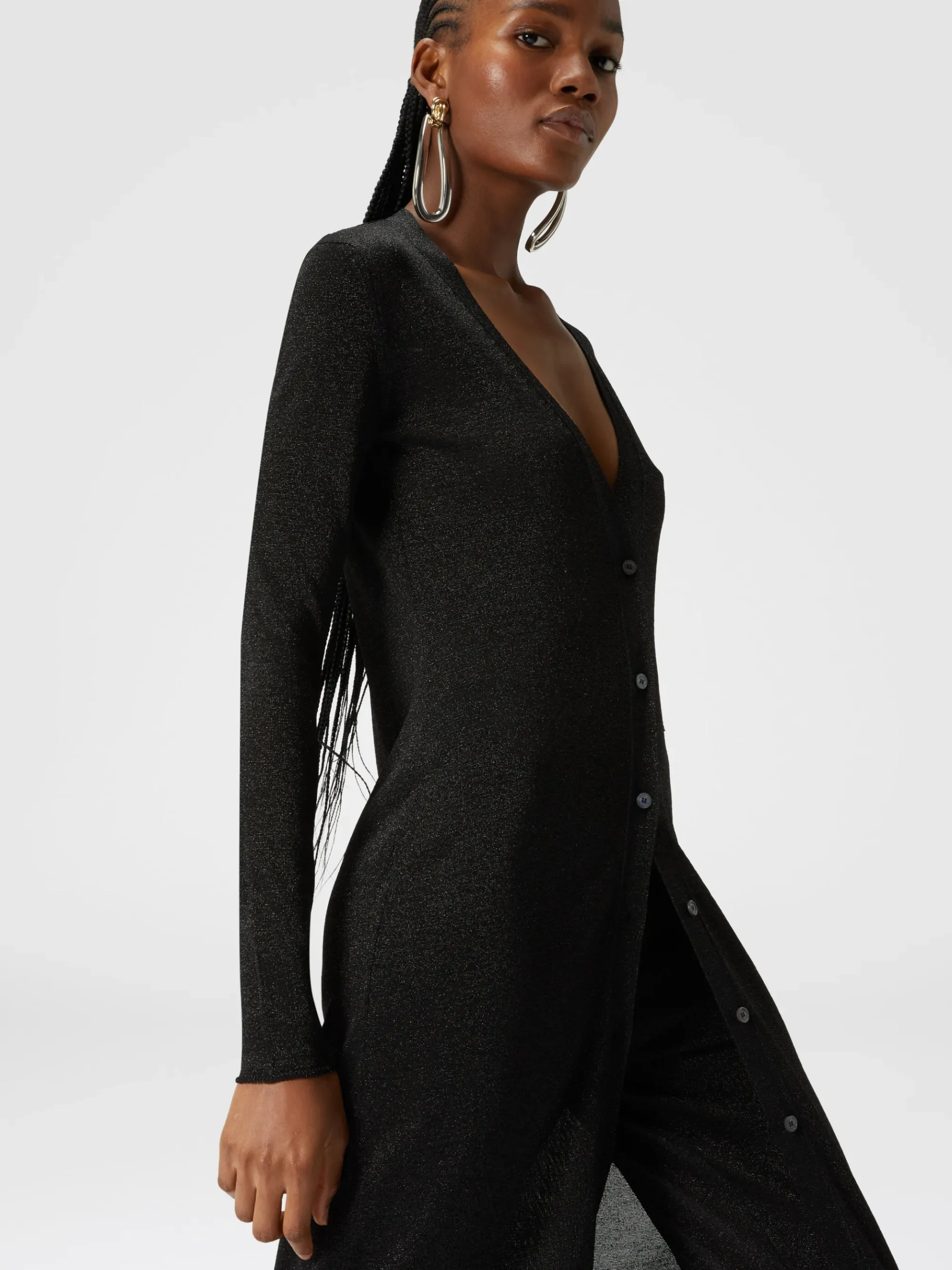 Long viscose cardigan with glitter effect