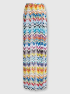 Long wide weave cover-up skirt with lurex