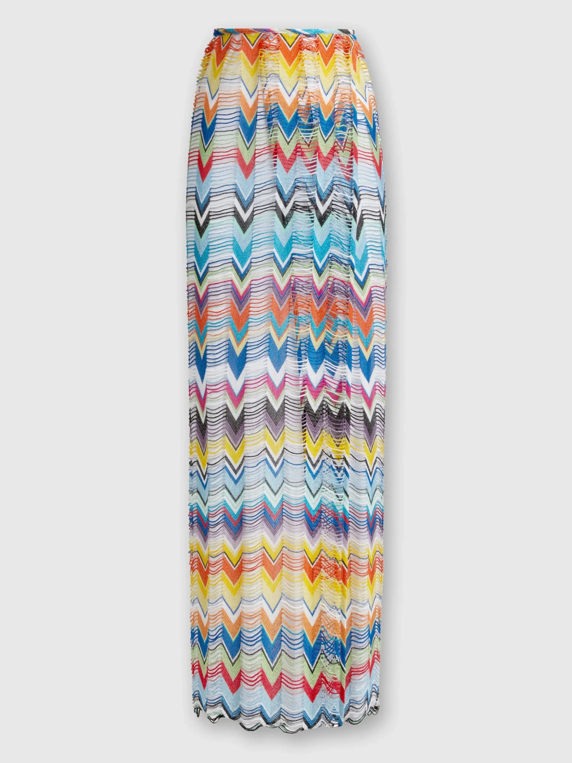 Long wide weave cover-up skirt with lurex