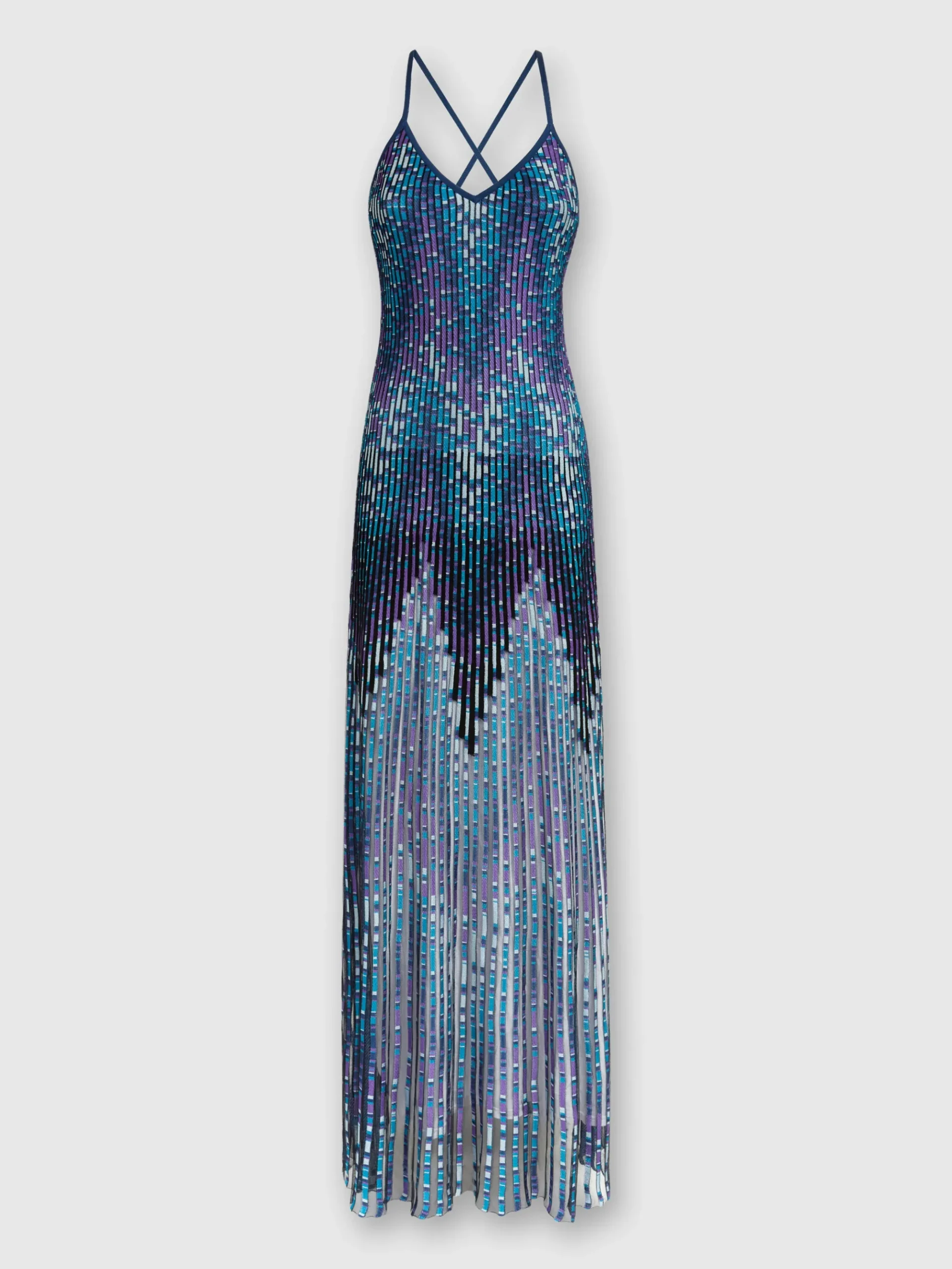 Long zig zag dress with crossed straps
