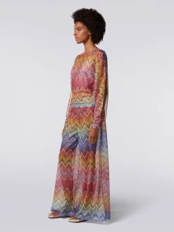 Long-sleeved blouse in zigzag print fabric