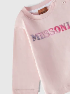 Long-sleeved cotton crewneck T-shirt with logo