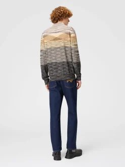 Long-sleeved polo shirt in slub wool