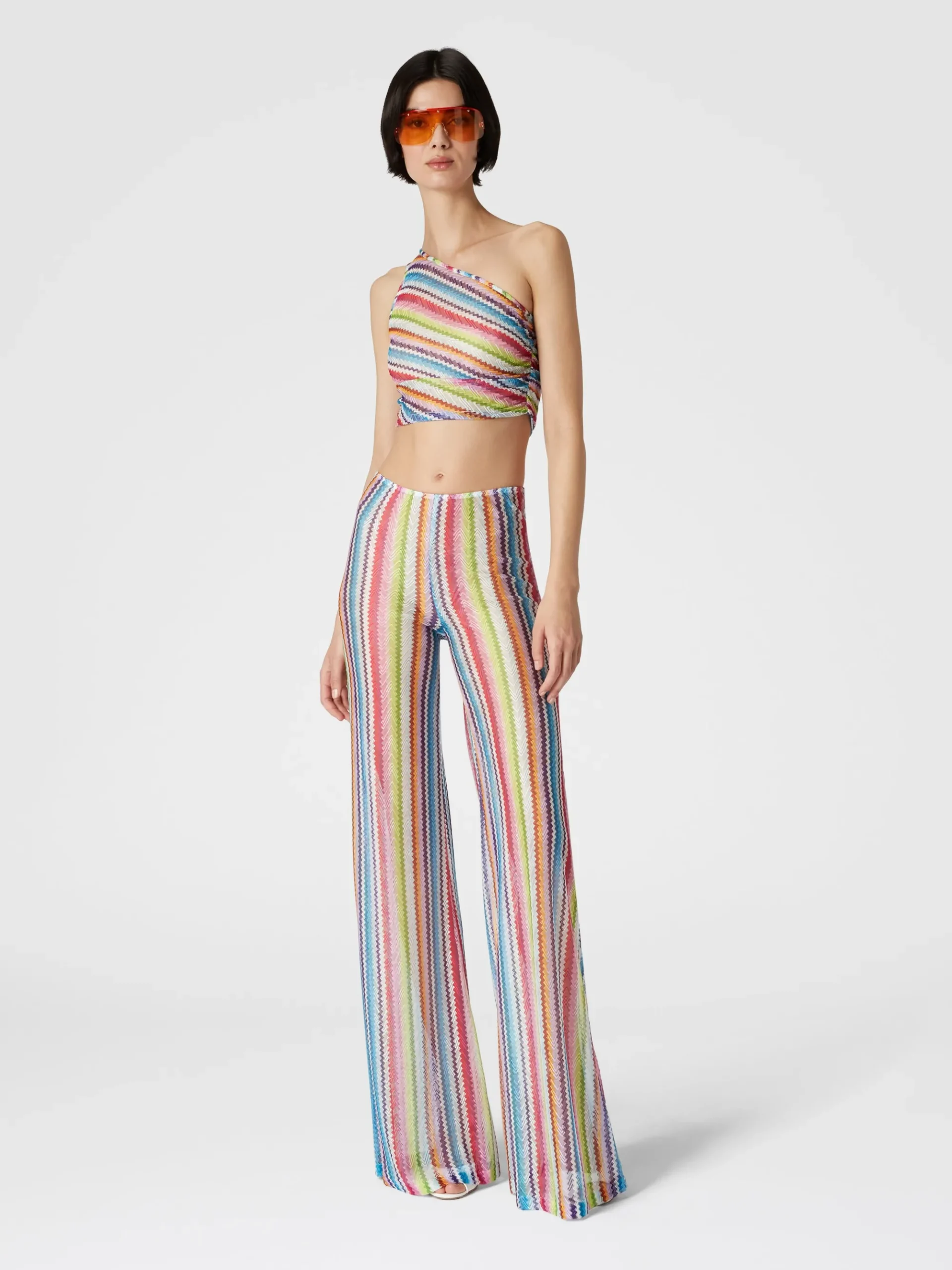 Low-waisted cover-up trousers with zig zag print