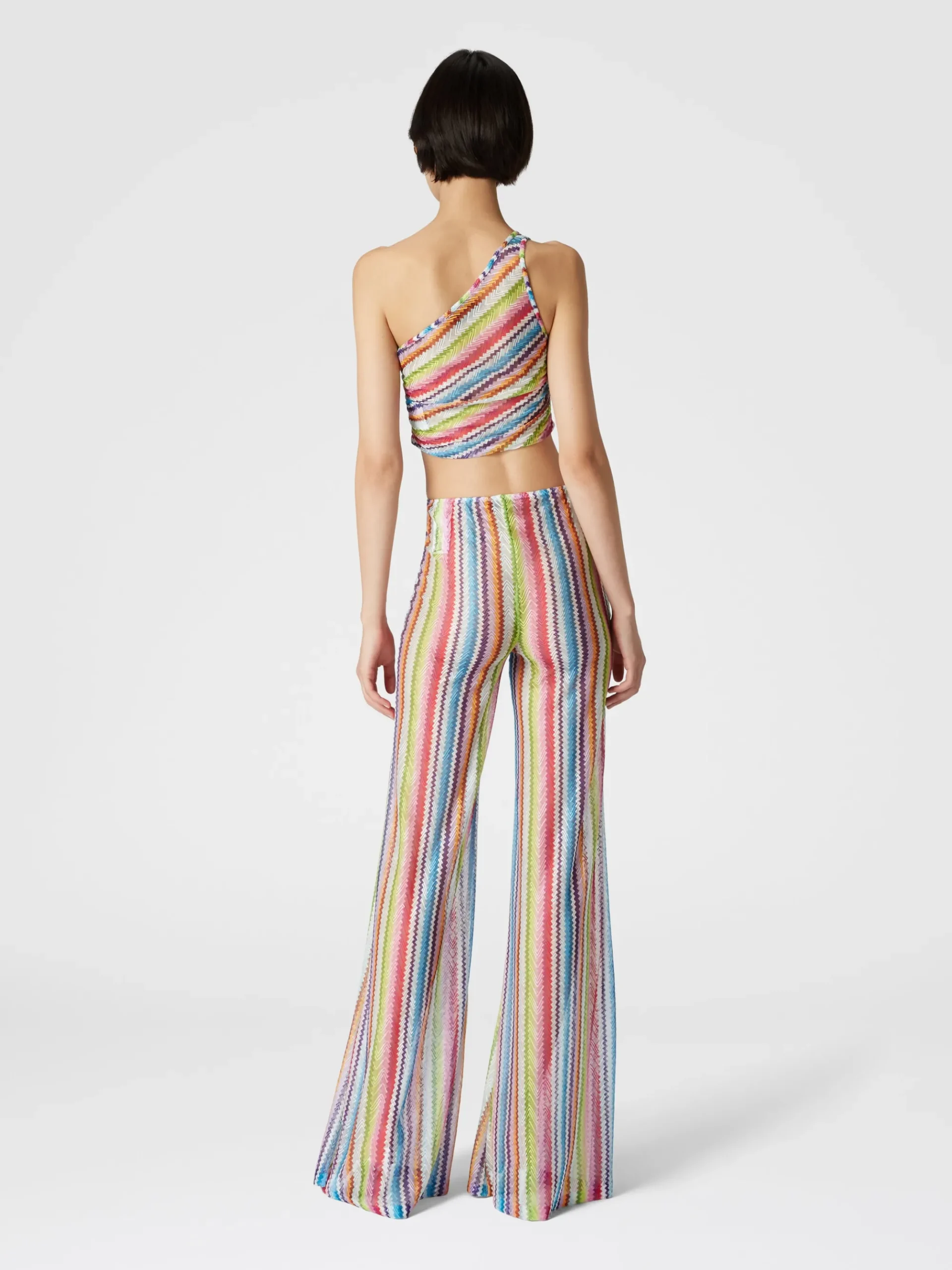 Low-waisted cover-up trousers with zig zag print