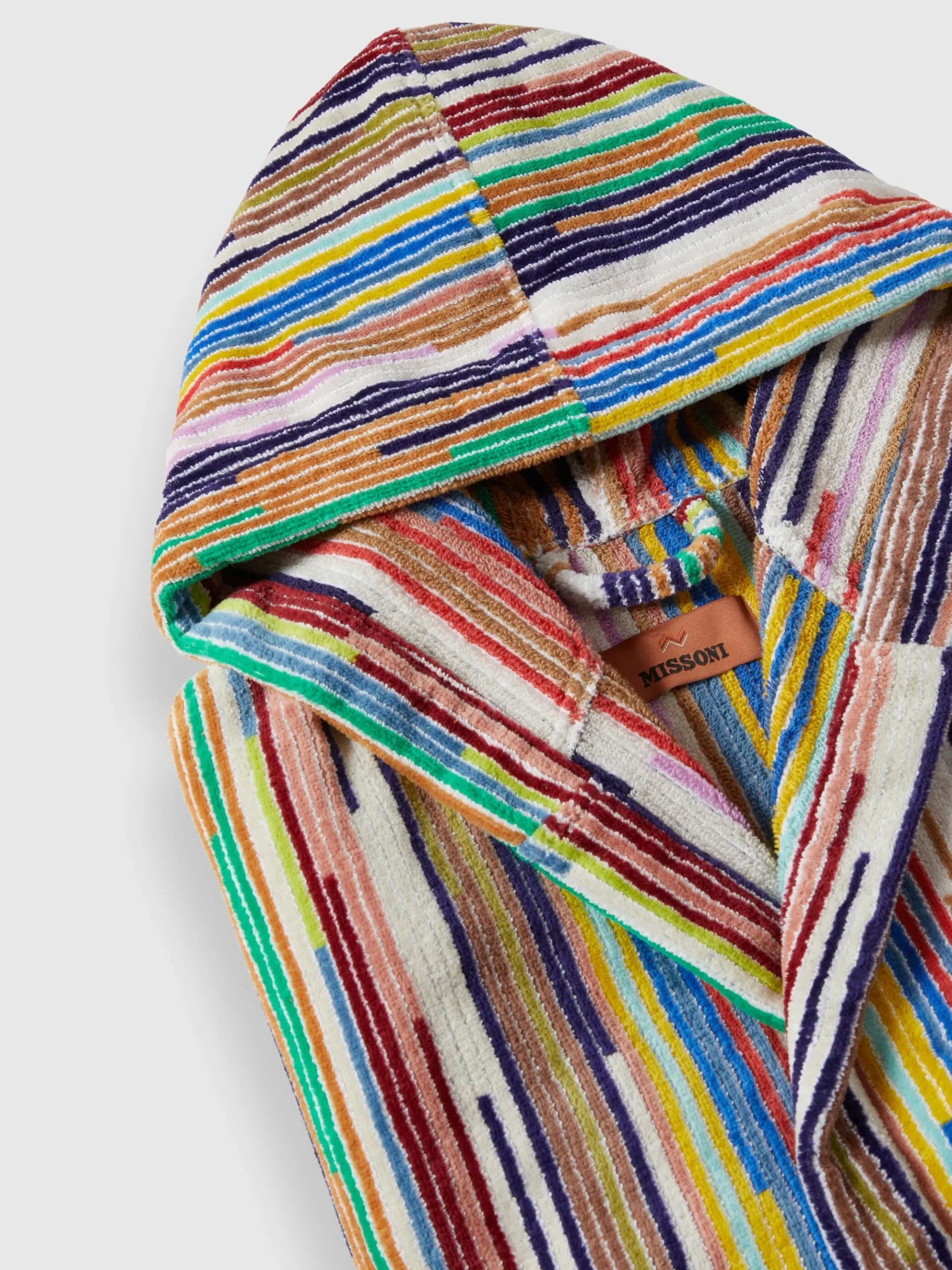 Melody bathrobe in cotton terry with vertical stripes