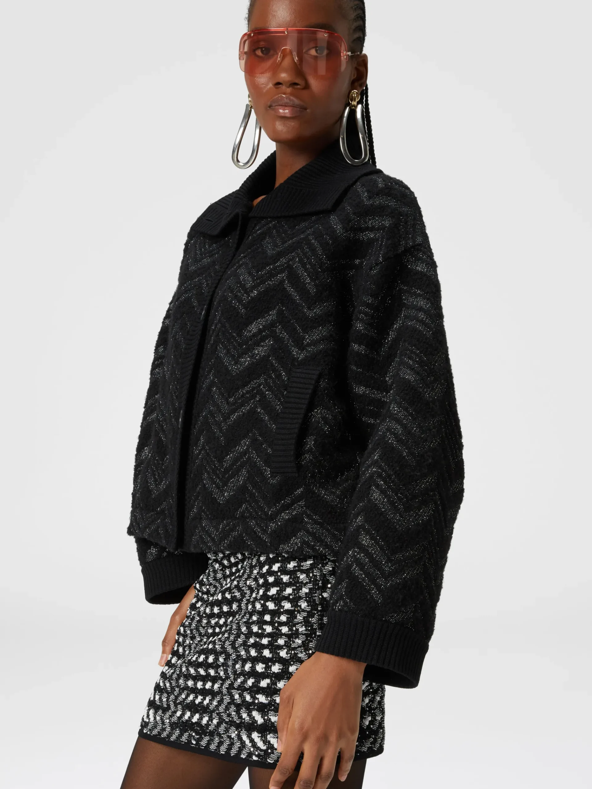 Miniskirt with lamé embossed zigzag