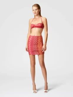 Minskirt cover-up in stretch nylon zig zag lamé