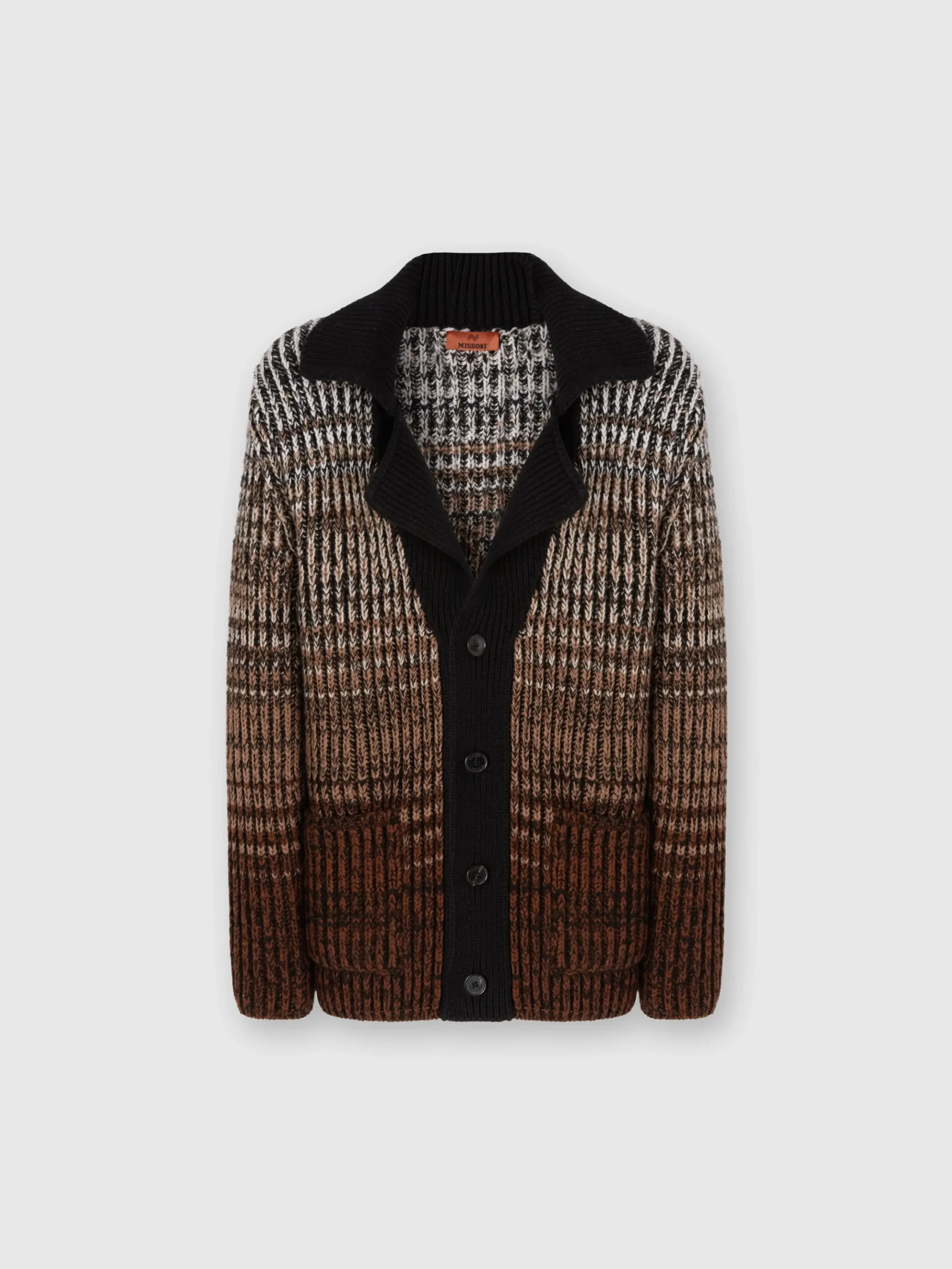 Mélange wool cardigan with contrasting piping