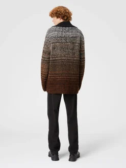 Mélange wool cardigan with contrasting piping