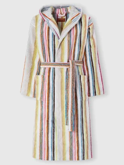 Moonshadow cotton terry bathrobe with lurex
