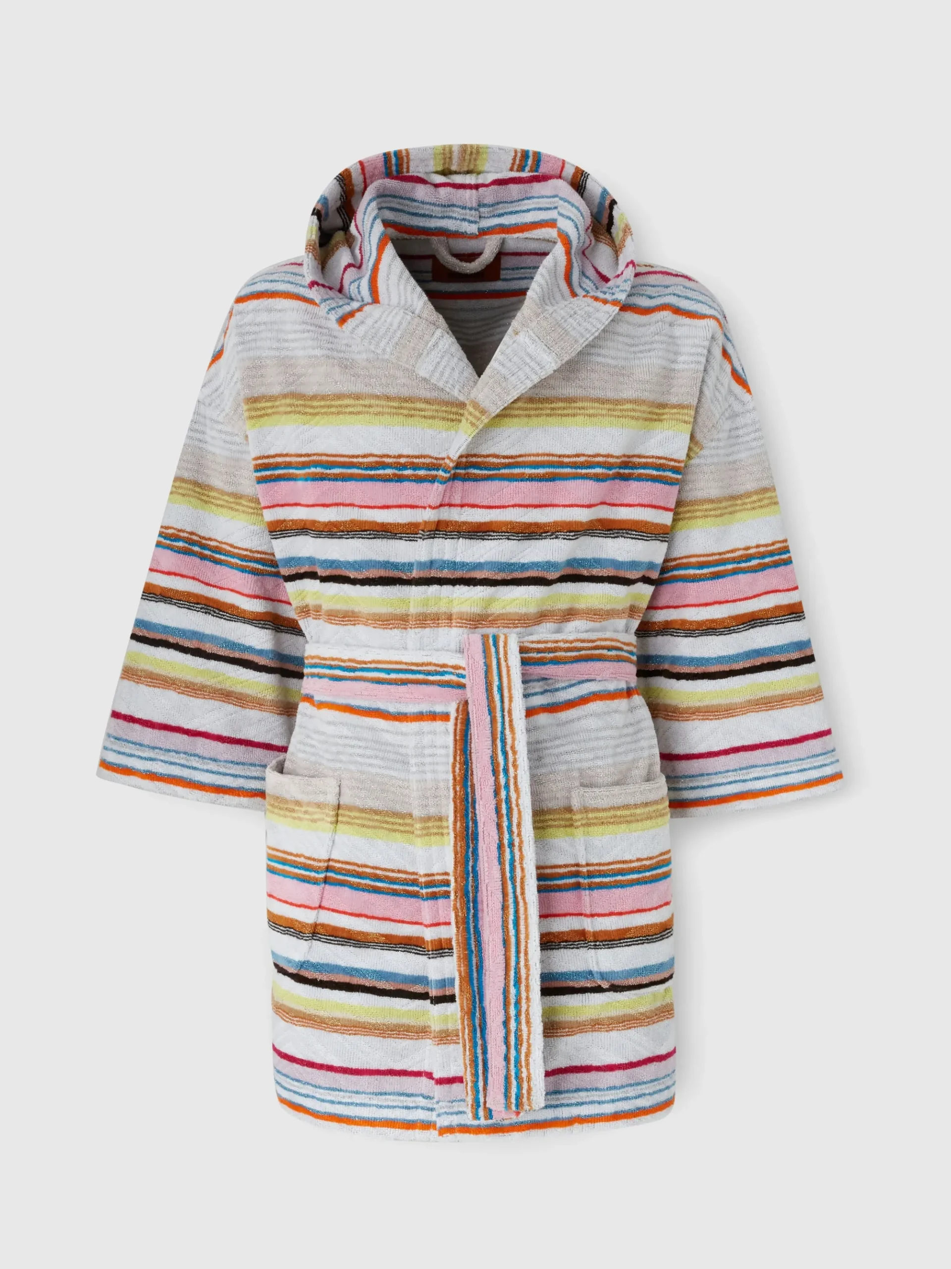 Moonshadow short cotton terry bathrobe with lurex