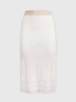 Multi-processed lamé viscose midi skirt