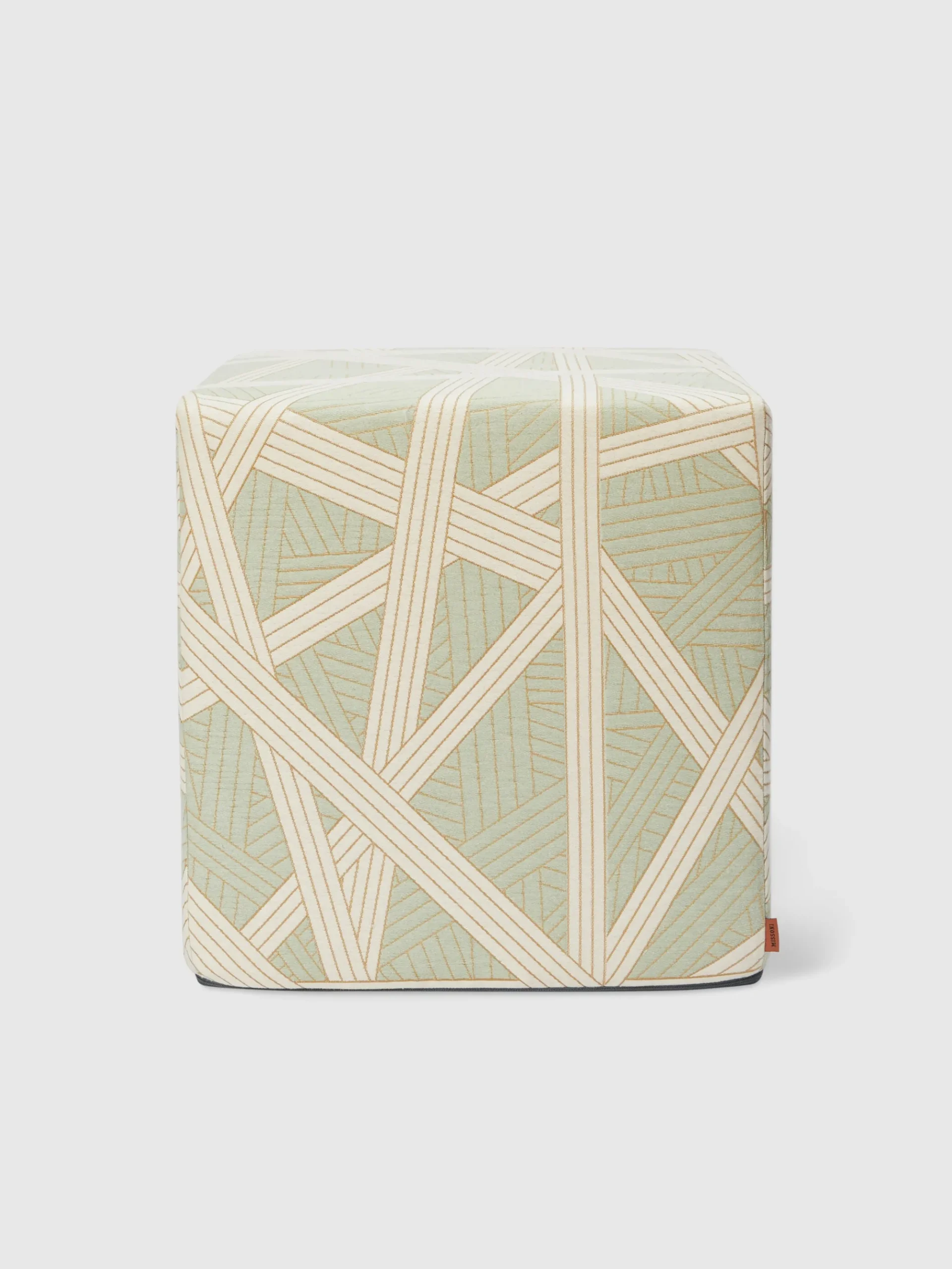 Nastri 40x40x40 cm footstool cube with contrasting stitching