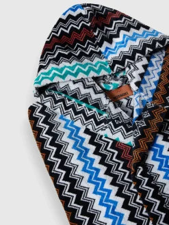 Neoclassic bathrobe in cotton terry with zigzag pattern