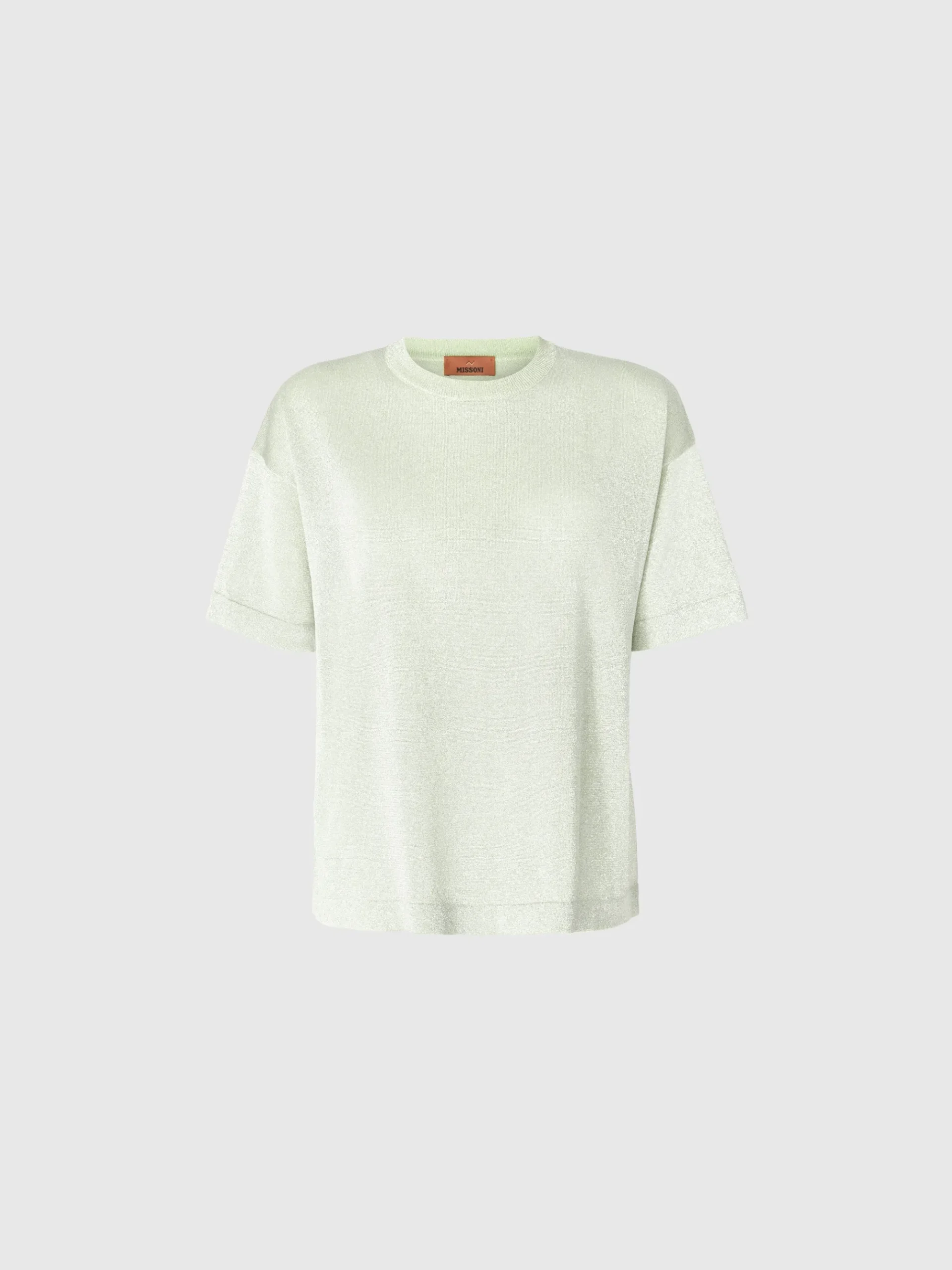 Oversized crewneck sweater in lamé viscose with whetstone sleeves