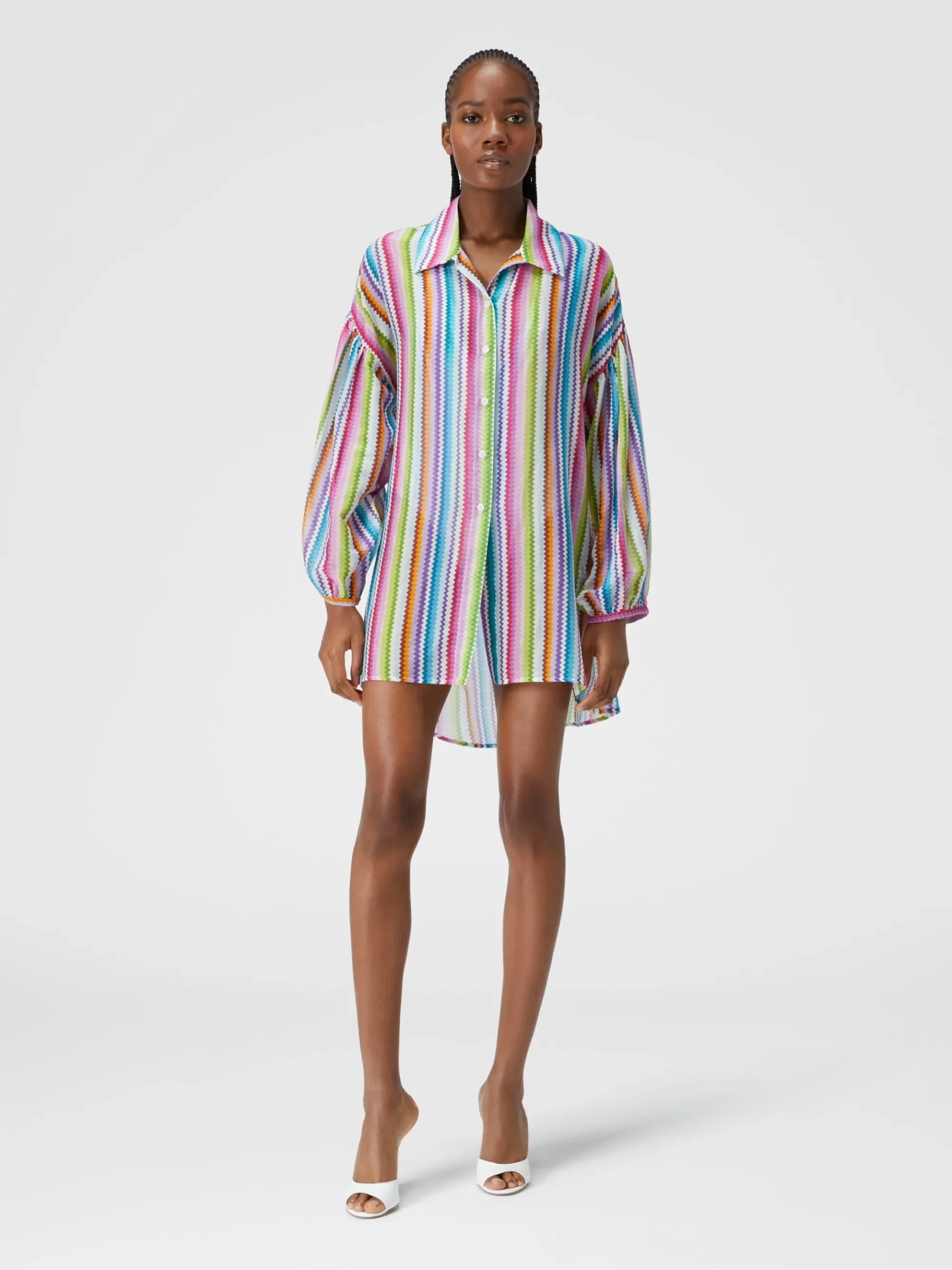 Oversized printed silk and cotton shirt