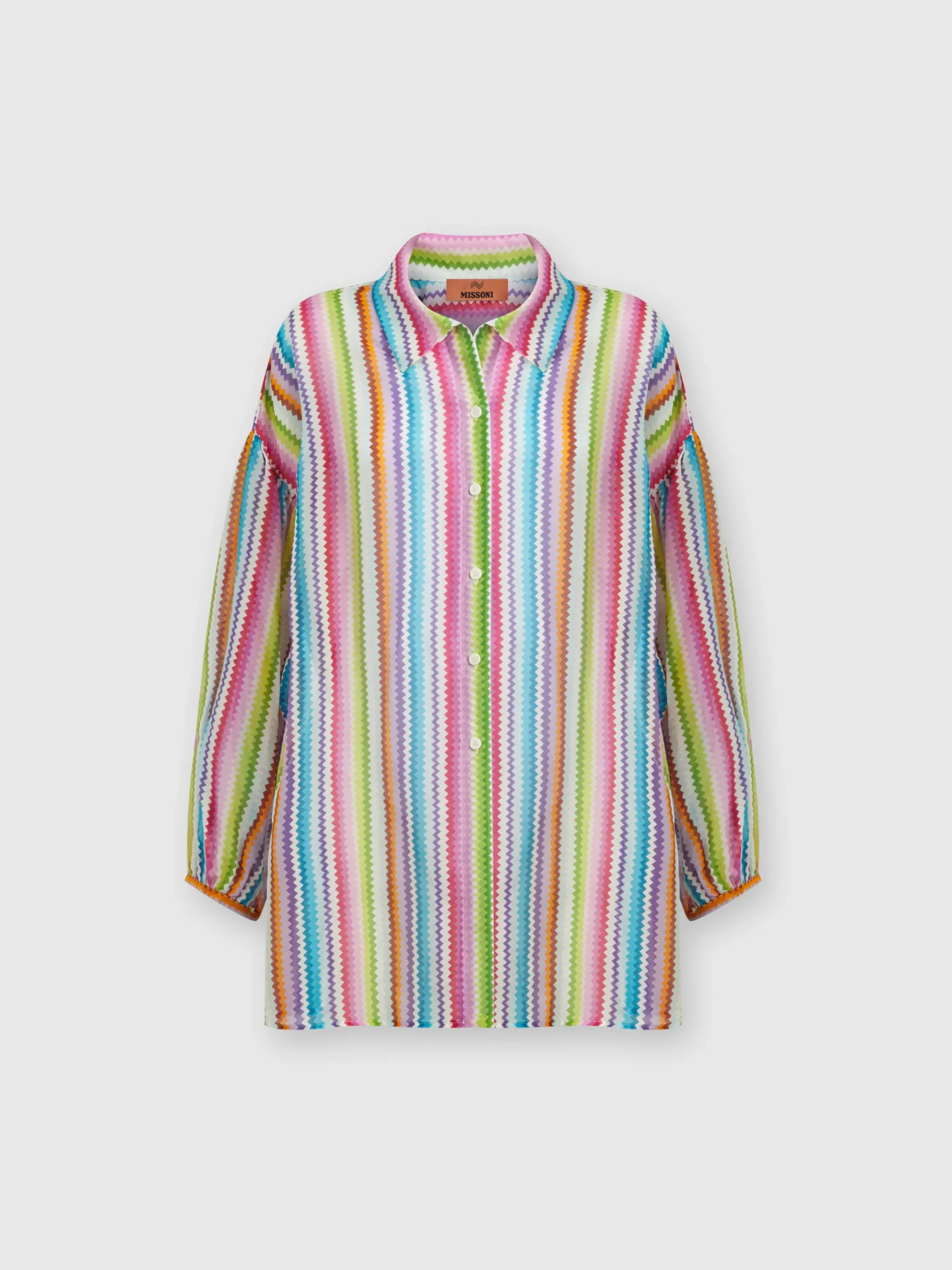 Oversized printed silk and cotton shirt