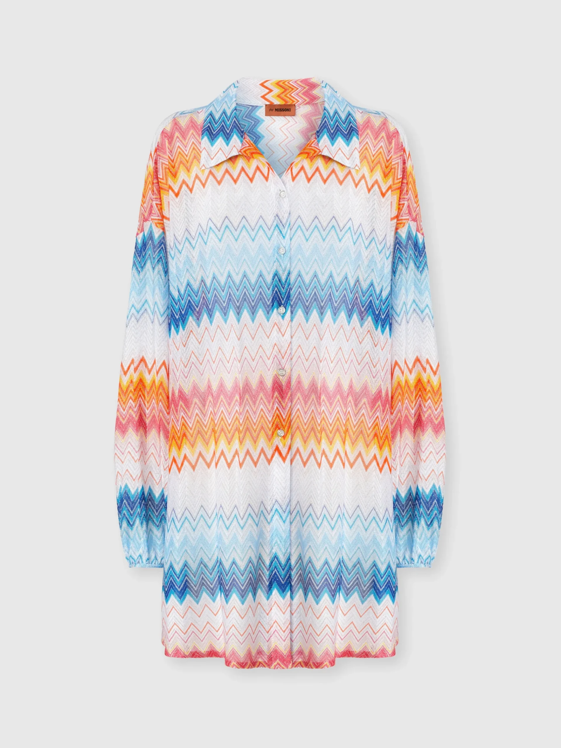 Oversized shirt in zig zag lamé viscose blend