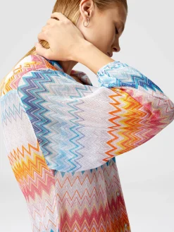 Oversized shirt in zig zag lamé viscose blend
