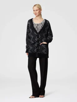 Oversized zig zag cardigan with sequins