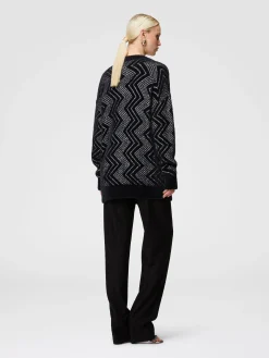 Oversized zig zag cardigan with sequins