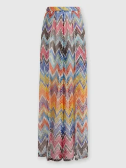 Palazzo trousers with zigzag print and lurex