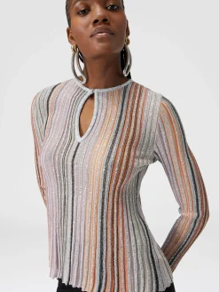Partialized ribbed sweater with sequins