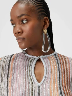 Partialized ribbed sweater with sequins