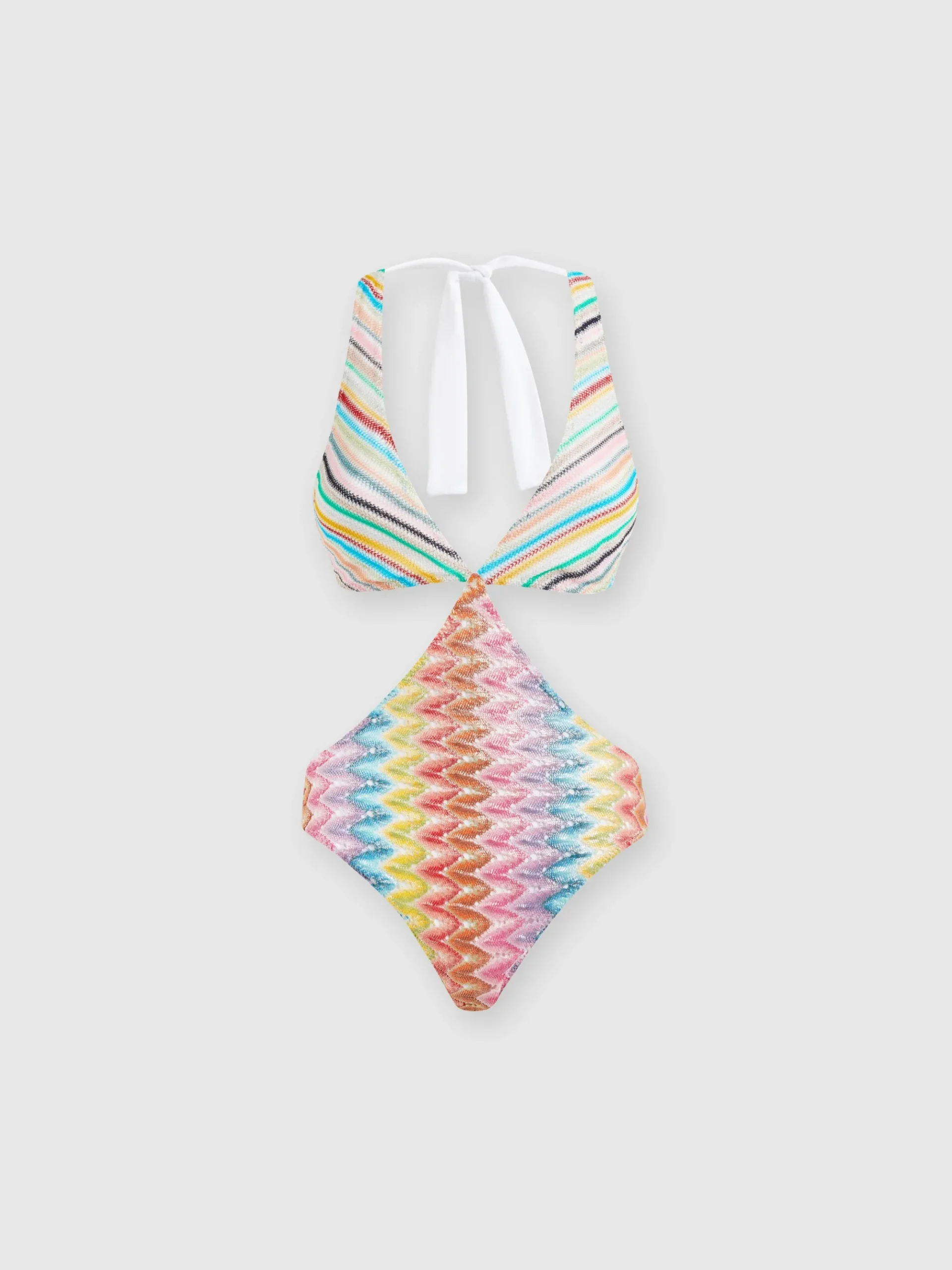 Patchwork one-piece swimsuit with cut-out details