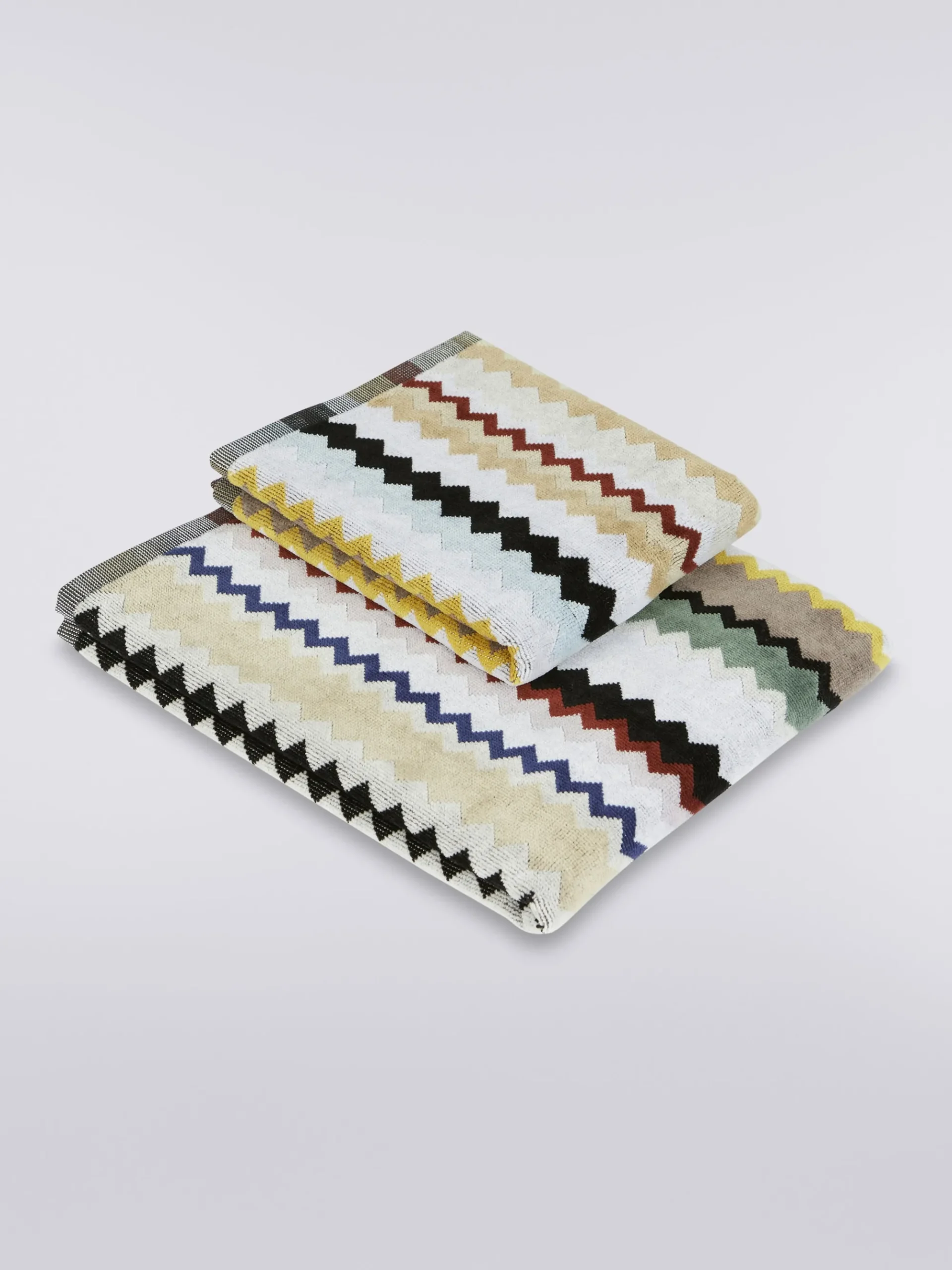 2-piece Curt bath towel set in chevron cotton terry