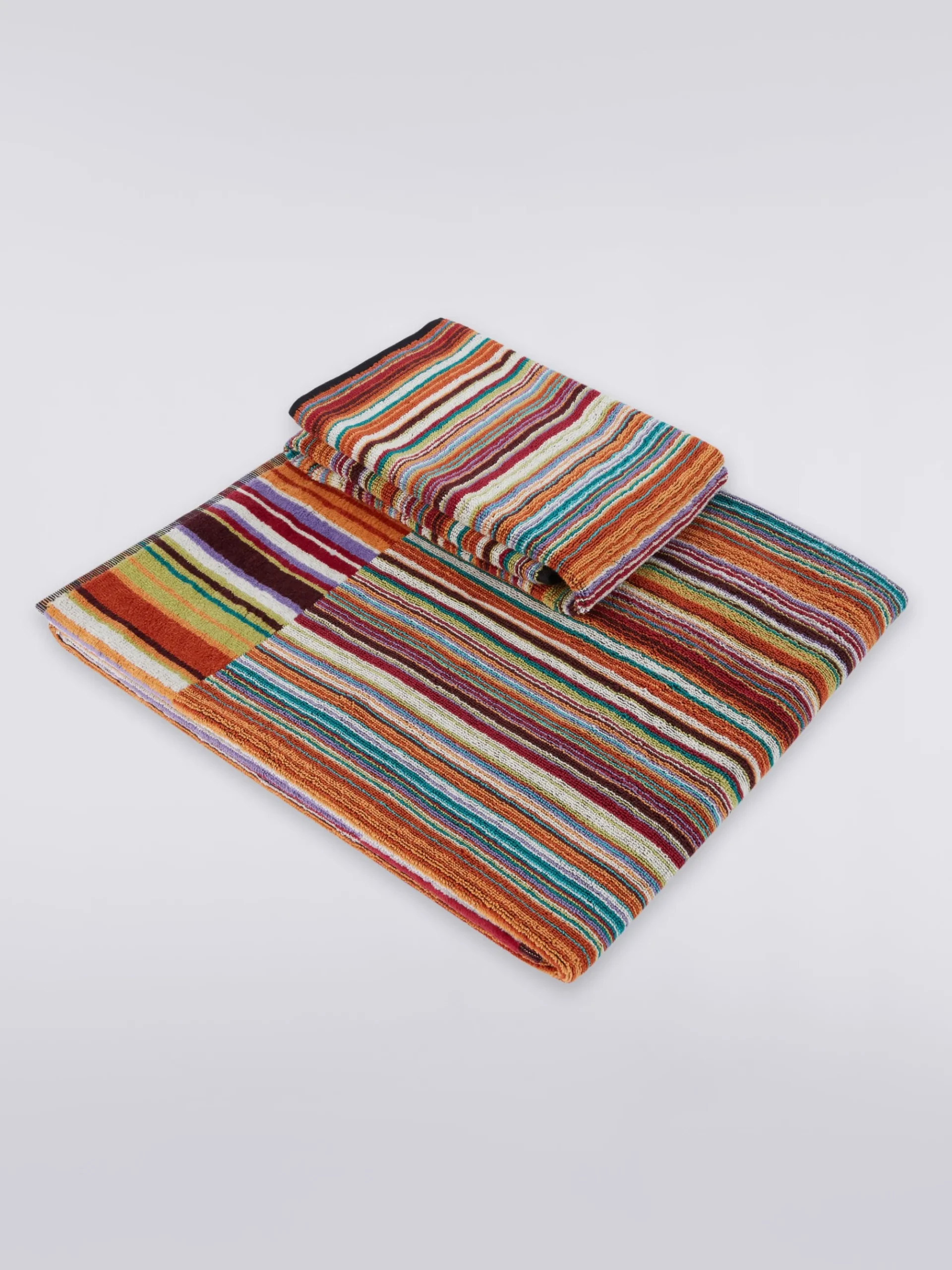 2-piece Jazz bath towel set in striped cotton terry