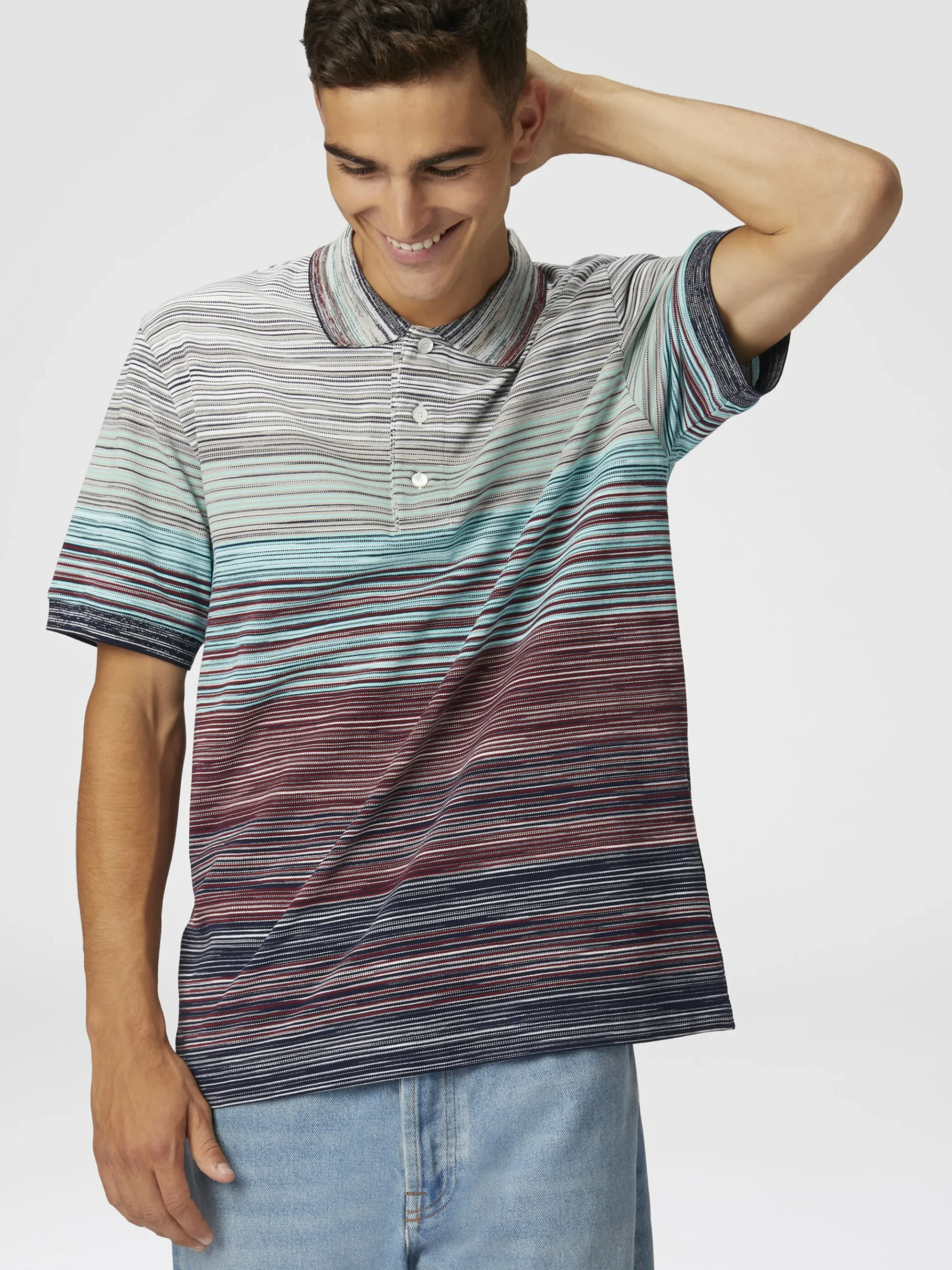 Polo shirt in shaded slub cotton piqué