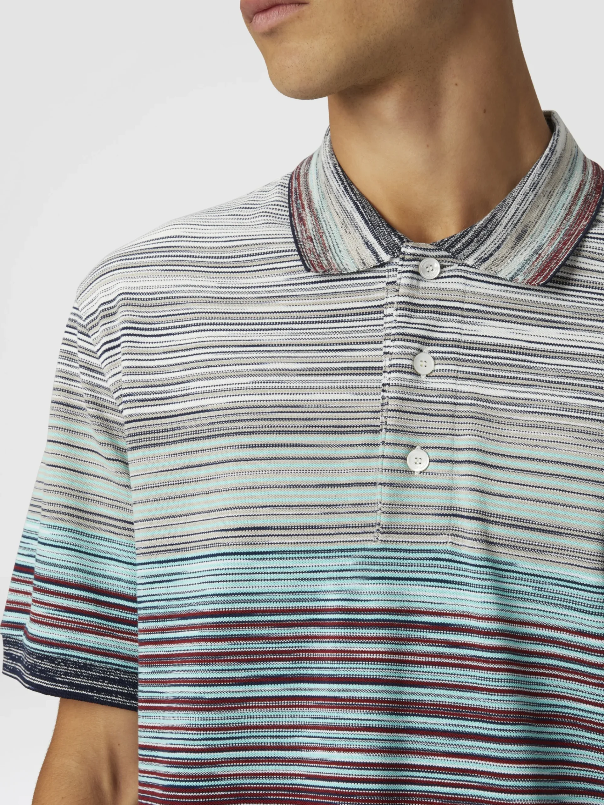 Polo shirt in shaded slub cotton piqué
