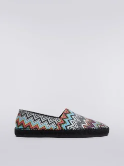 Printed canvas flat espadrilles with logo inscription