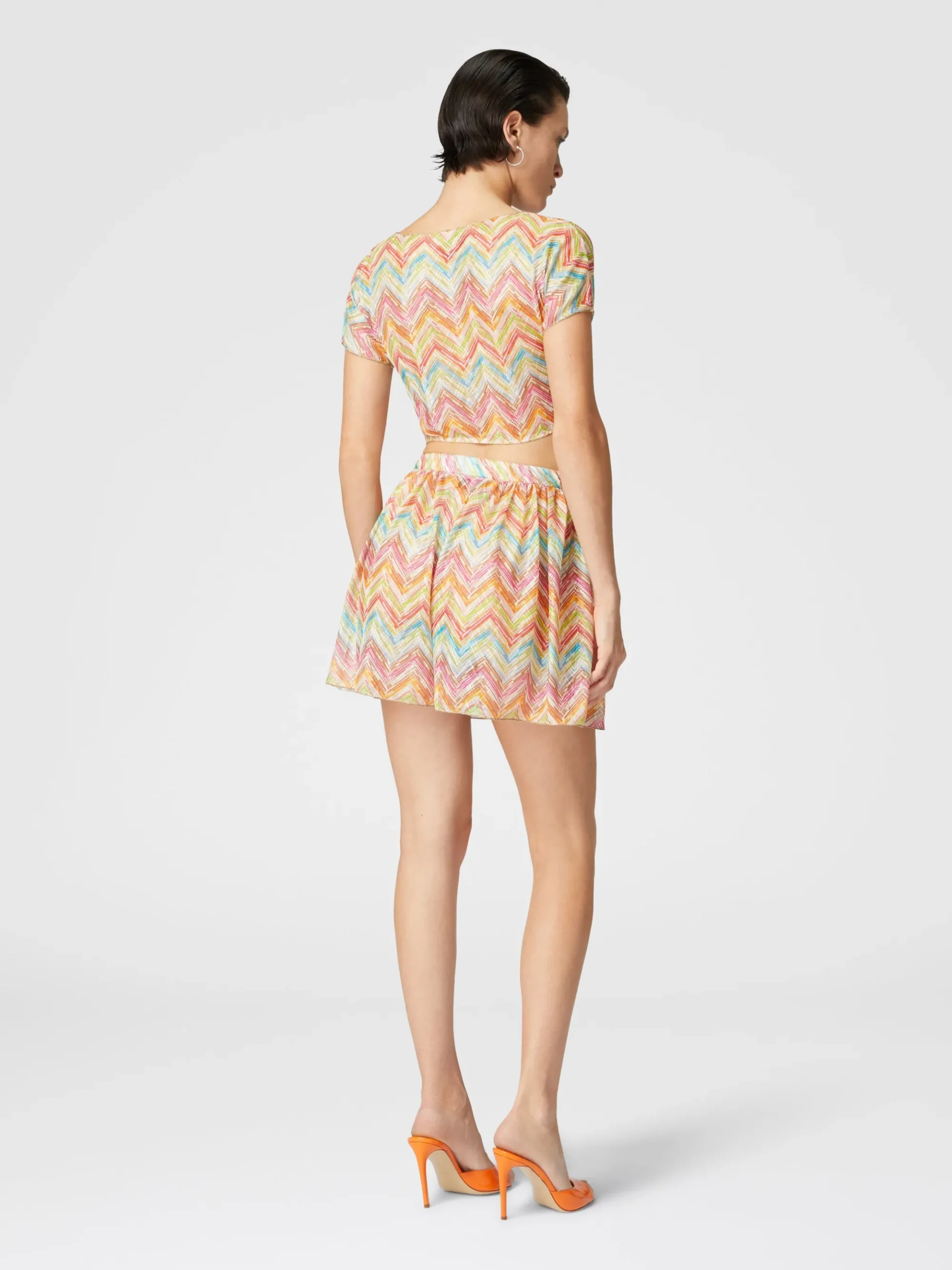 Printed tulle cover-up shorts