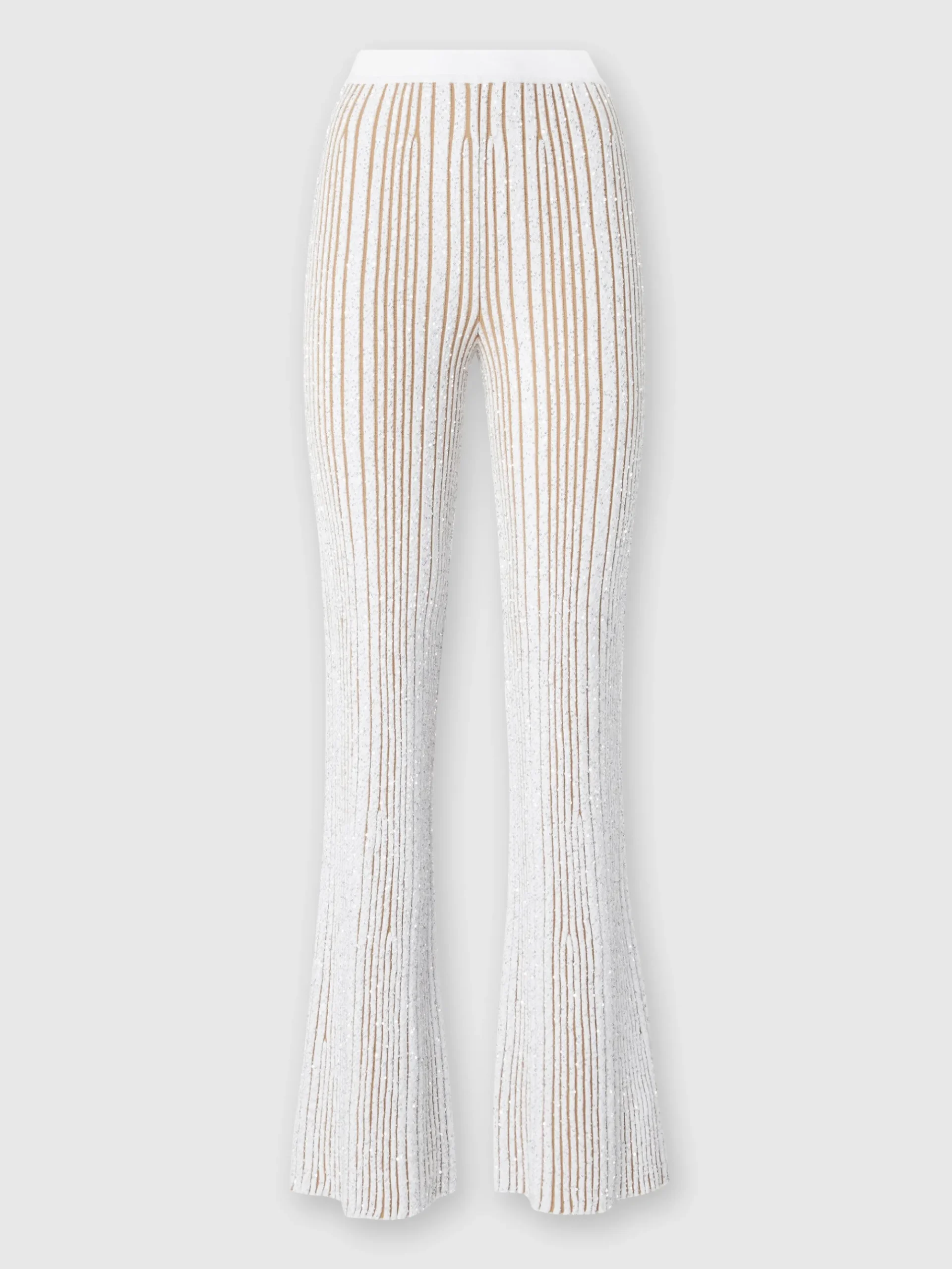 Ribbed stretch flared trousers with sequins