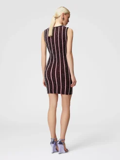Ribbed striped mini-dress with sequins