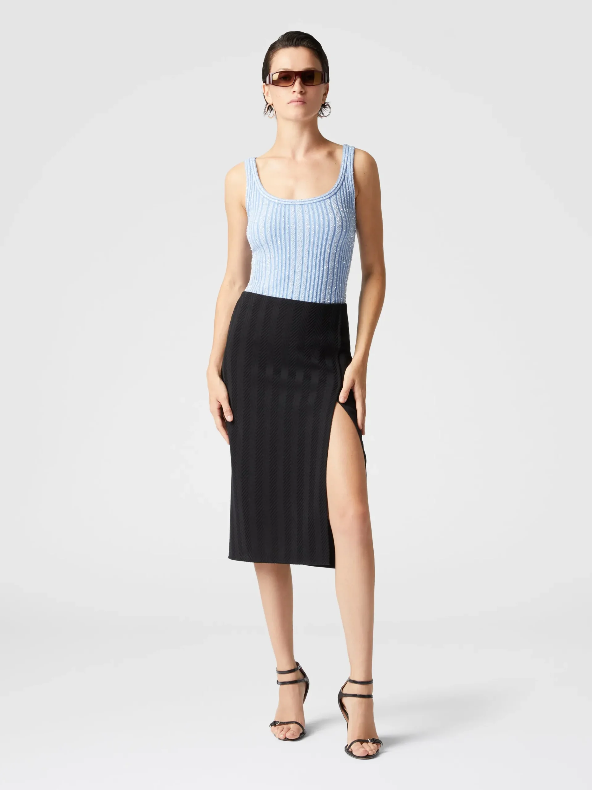 Ribbed tank top with sequins