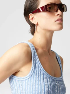Ribbed tank top with sequins