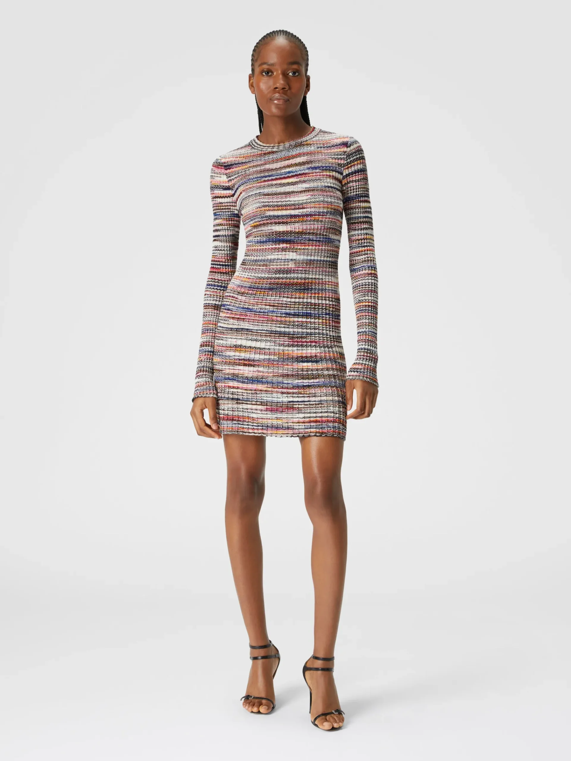 Ribbed wool and viscose slub mini-dress