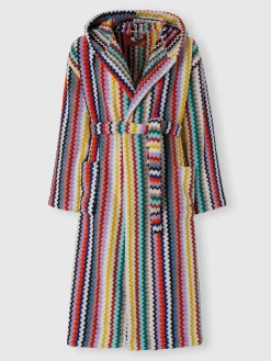 Riverbero bathrobe in cotton terry with zigzag pattern