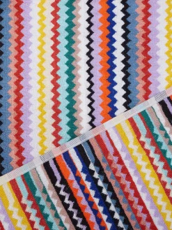 Riverbero 5-piece bath towel set in cotton terry with zigzag pattern