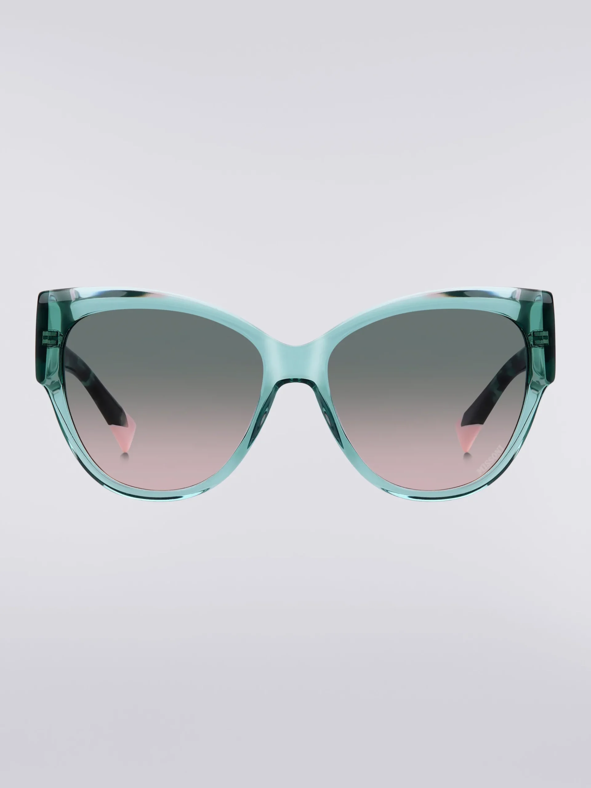 Rounded frame sunglasses with contrasting logo insert