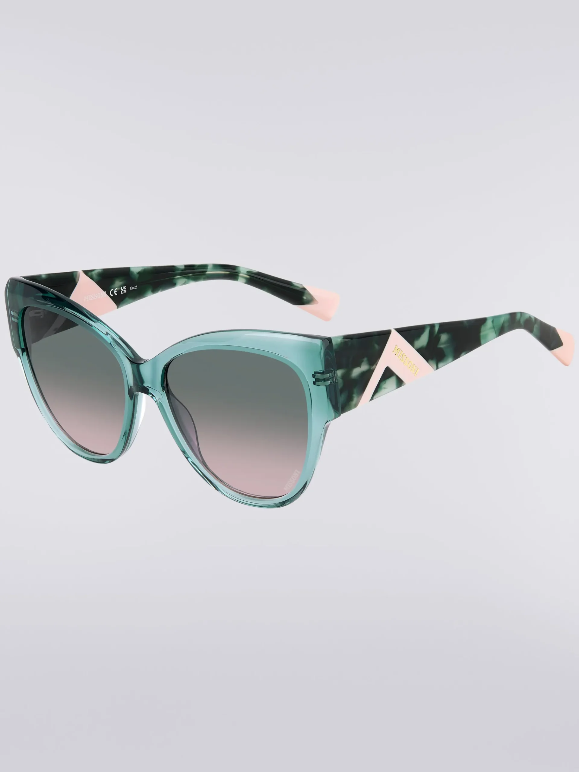Rounded frame sunglasses with contrasting logo insert