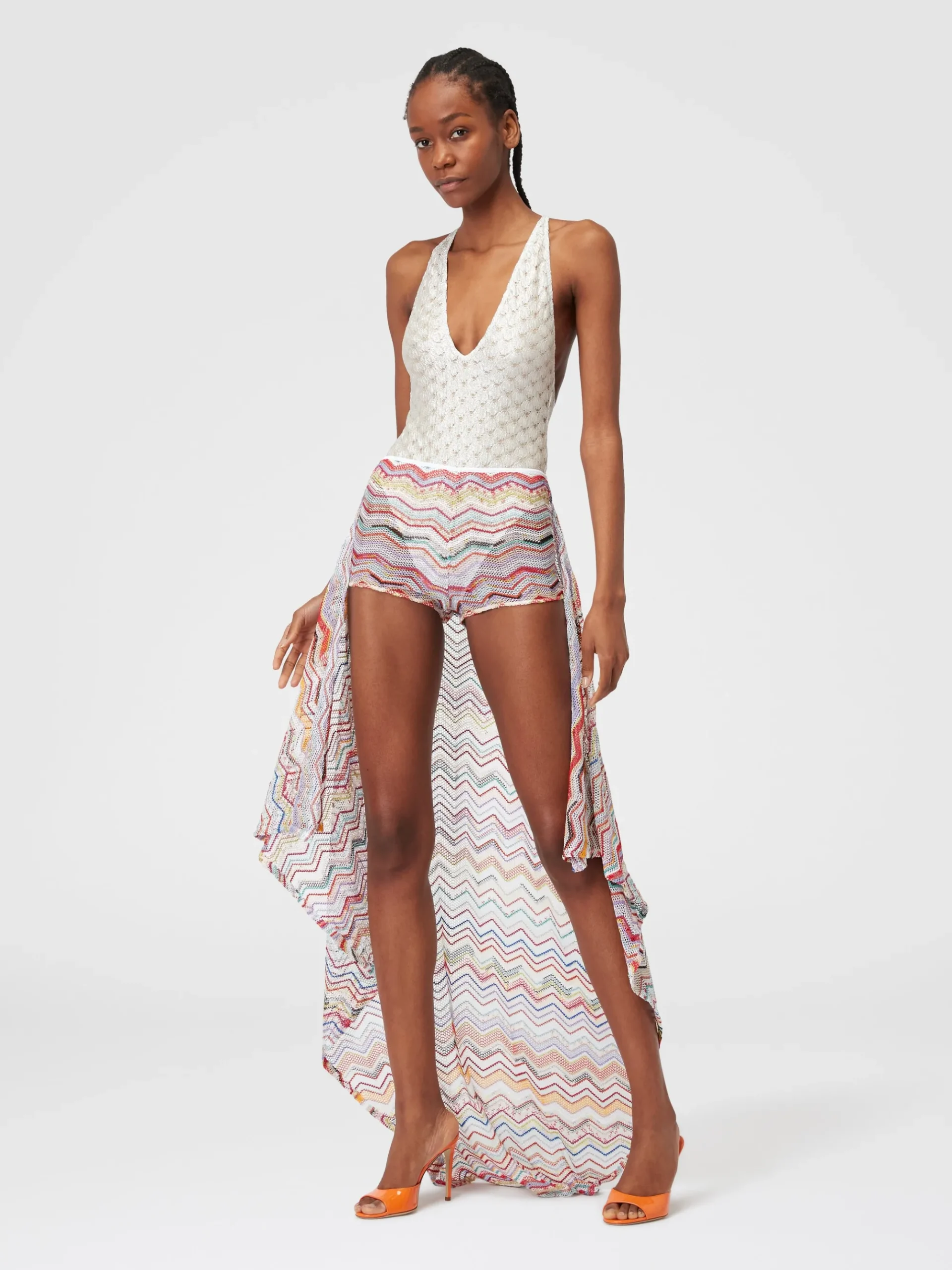 Sarong skirt in crochet with lurex