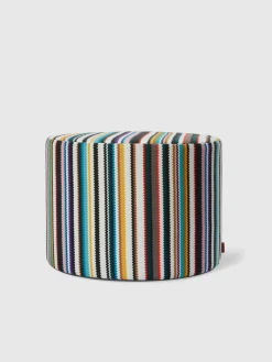 Shangai cylindrical outdoor pouffe 40x30 cm with zigzag pattern
